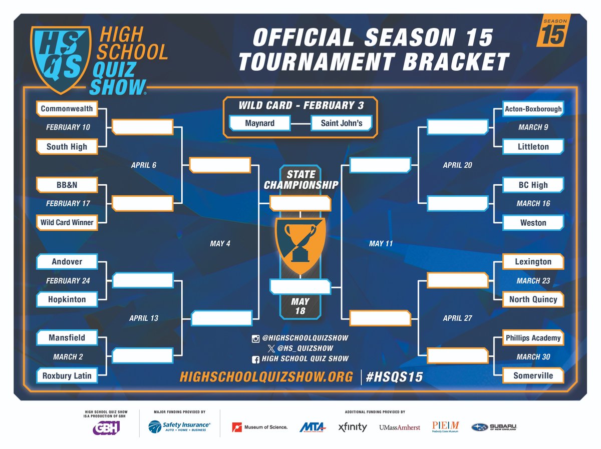 🚨 THE #HSQS15 BRACKET 🚨

It's here!! We have some former champions, some fan favorites, and a few new competitors! Congratulations to all teams— now get practicing! 🥳