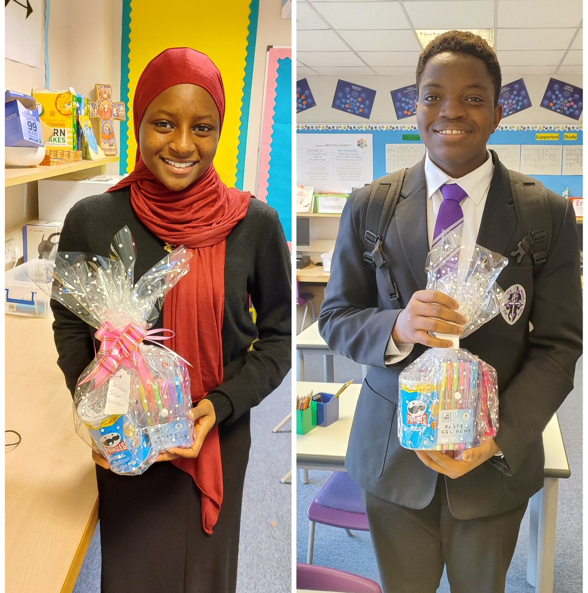 Well done to Fatou and Mitchell our Saturday School raffle winners last week ⭐ Enjoy your treats 😁 #steppingup #revision @allsaintsrcsec @AllPupil