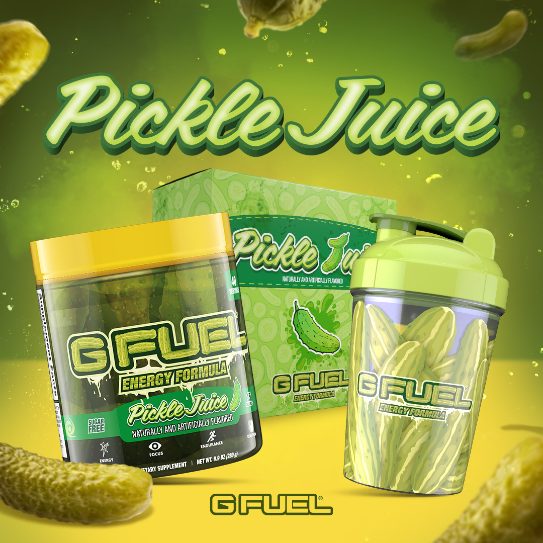 GFuelEnergy's tweet photo. 💚 𝐑𝐓 + 𝐅𝐎𝐋𝐋𝐎𝐖 to win a #GFUEL "𝐏𝐈𝐂𝐊𝐋𝐄 𝐉𝐔𝐈𝐂𝐄" Collector's Box!!!

🥒 2 winners picked tomorrow bc we just RESTOCKED these bad boyz in honor of #NationalPickleDay!

🛒 𝐆𝐄𝐓 𝐘𝐎𝐔𝐑𝐒: https://t.co/xnHS0GxXn0 https://t.co/nGcB9iXdGd
