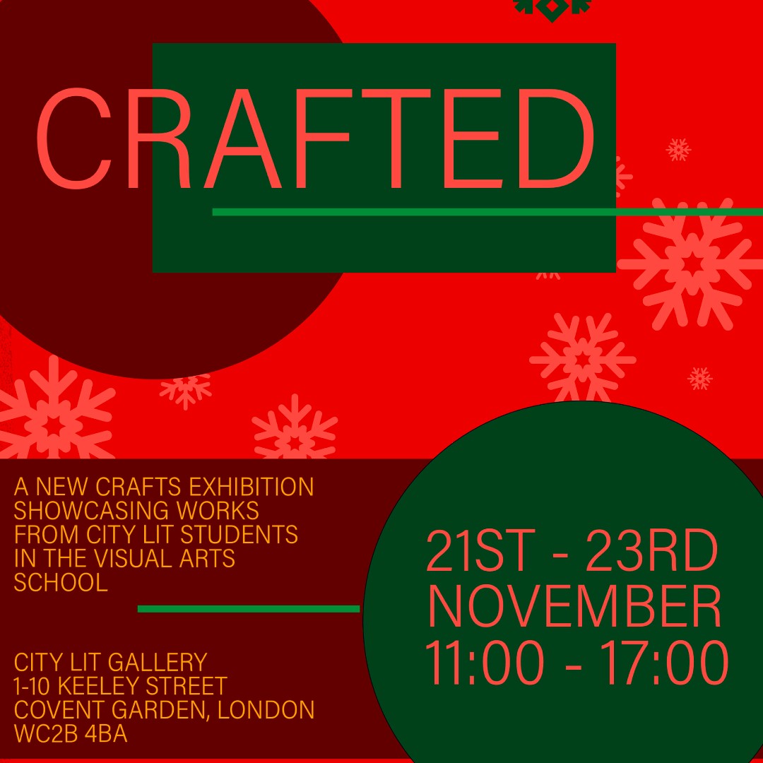 Not bought your Christmas #presents yet? No problem.🎁🎄 We are running a craft fair in the City Lit Gallery featuring a lovely selection of bookbinding, ceramics, jewellery and textiles for sale. Date: 21st November - 23rd November Time: 11:00-17:00 Location: City Lit Gallery