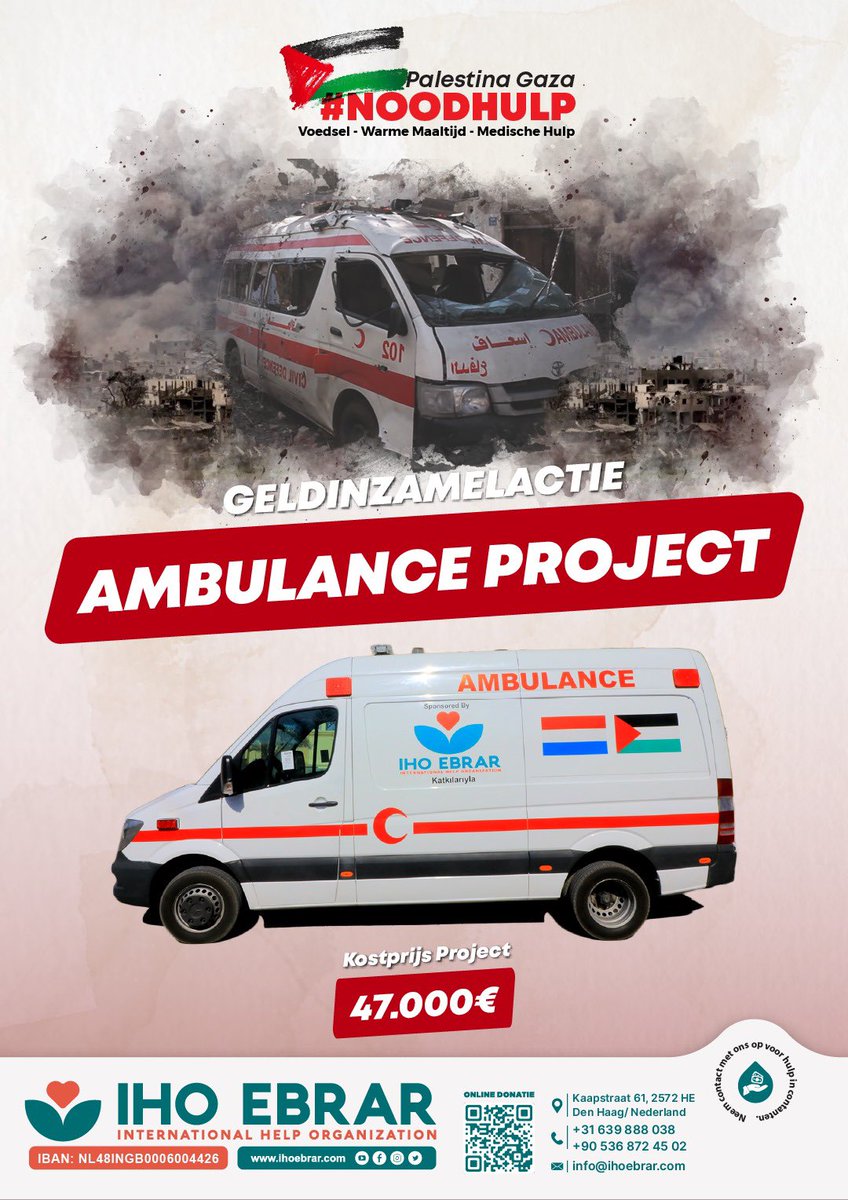 ihoebrar's tweet photo. #EN We are launching an emergency ambulance campaign to be delivered to the Palestinian Ministry of Health. Don't remain silent about the humanitarian drama in Palestine. We are waiting for your valuable contributions https://t.co/KRjD2M1rIM