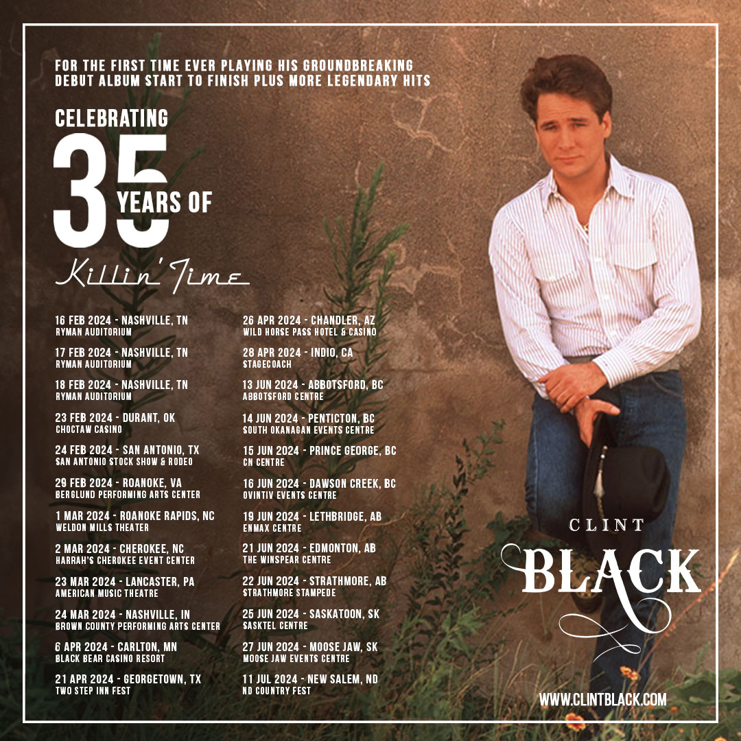 Time flies when you're killin' it! Hear the whole album, top to bottom, plus a lot of other hits on my 35th anniversary tour! Get your tickets or RSVP now at the link below, and I'll see you on the road! laylo.com/clintblack/m/0…