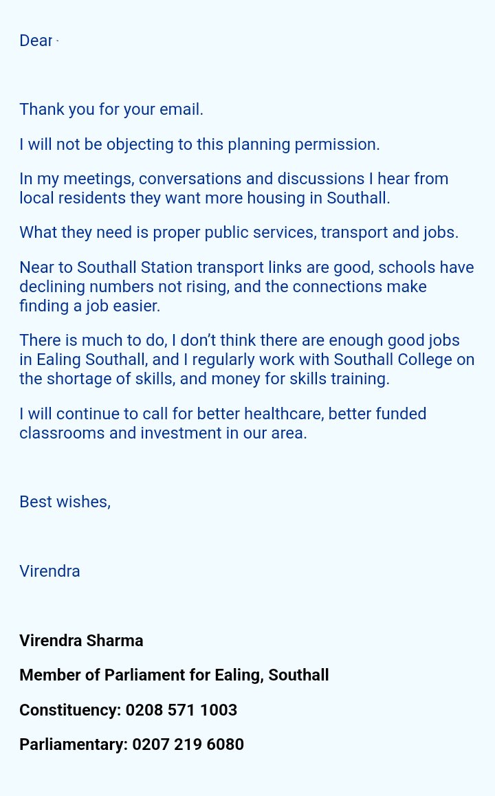 Alex Crane (@alexcrane33) on Twitter photo I criticise NIMBYs a lot, so it's only fair to give praise where praise is due. 👏 <a href="/VirendraSharma/">Virendra Sharma</a> I completely agree with this letter I criticise NIMBYs a lot, so it's only fair to give praise where praise is due. 👏 <a href="/VirendraSharma/">Virendra Sharma</a> I completely agree with this letter