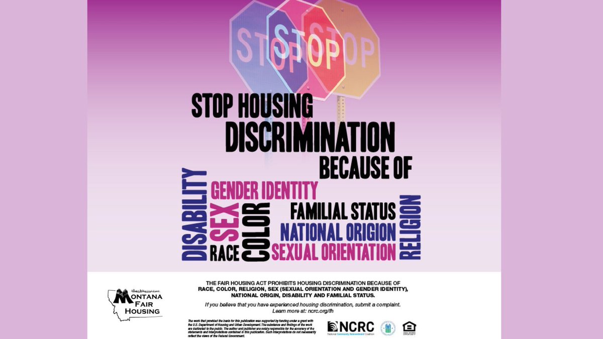 MTFairHousing's tweet image. Despite passage of the Fair Housing Act more than 55 years ago, housing discrimination still happens every day. Together, we can hold housing providers accountable and end housing discrimination once and for all! #fairhousingmatters 
 buff.ly/3QTryrJ