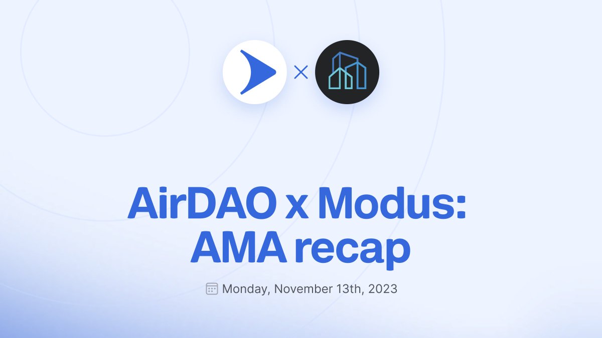Missed our AMA with our new partner project <a href="/modusdapp/">Modus</a>?

Learn about their real-world asset platform and discover the possibilities it unlocks for investing in fractionalized property development — hit the link below! 👇

blog.airdao.io/airdao-modus-a…

#AirDAO #RWAs $AMB
