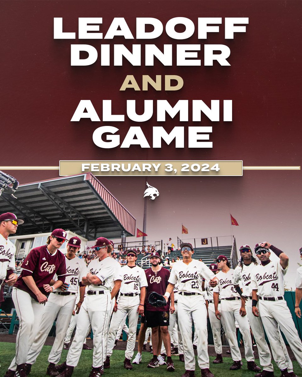 𝙎𝙖𝙫𝙚 𝙏𝙝𝙚 𝘿𝙖𝙩𝙚 The 2024 Leadoff Dinner and Alumni Game is scheduled for February 3, 2024. Tickets for purchase for the Leadoff Dinner and the guest speaker will be announced at a later date. #EatEmUp #SlamMarcos