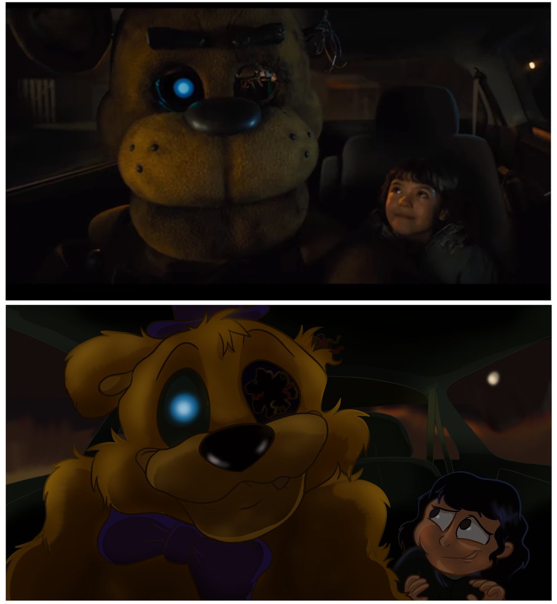 TonyCrynight's tweet image. The Golden Freddy taxi scene from the movie... my style! :D

Check out the speedpaint here! youtube.com/watch?v=VFO6XQ…

#FNAFMovie #FiveNightsAtFreeddys #FNAF #fivenightsatfreeddysmovie #tonycrynight