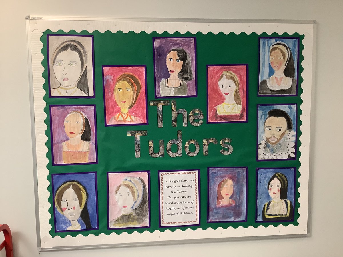 HackwoodAcademy's tweet photo. The Tudors- Our Year 5 (Badgers) corridor display showcasing some of their fabulous work. #worktobeproudof #harmonypledge #beanexpertlearner  #Creative @MrMiahHPA https://t.co/7bmbgaHQUx