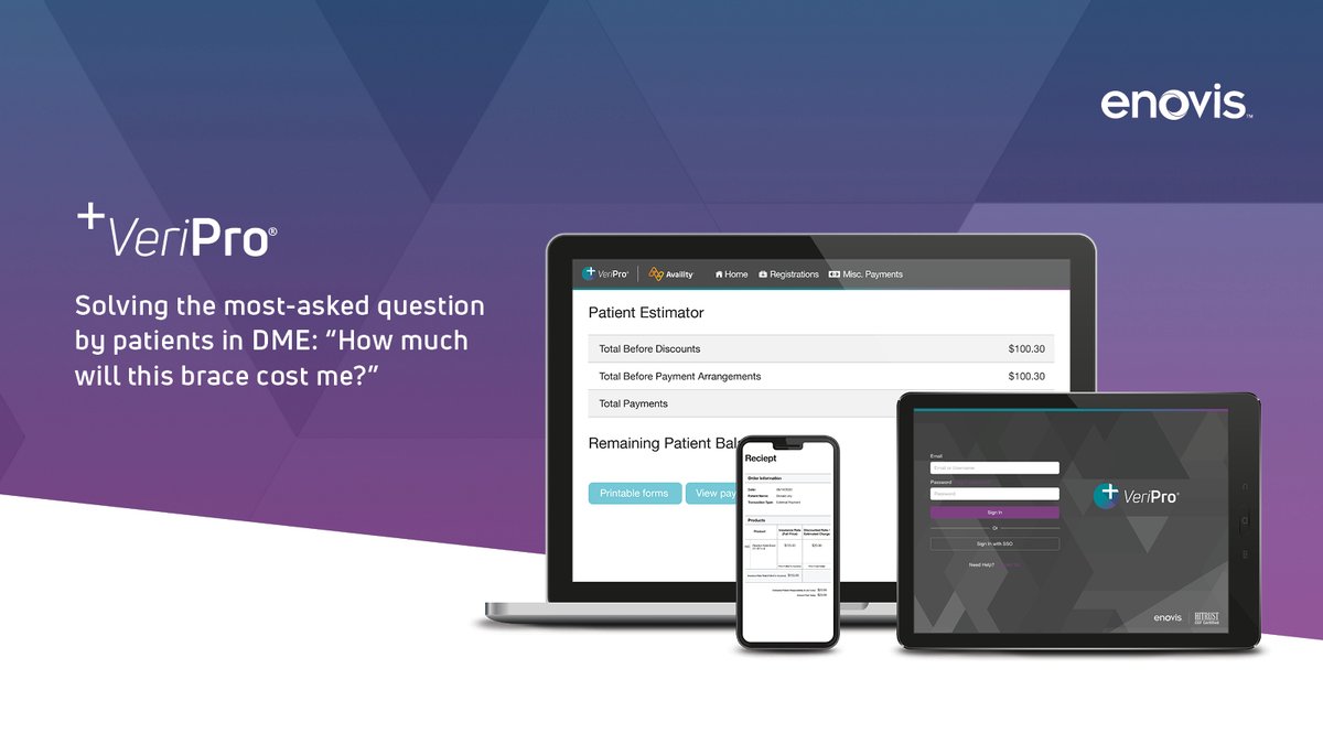 Solving the most-asked question by patients in Durable Medical Equipment (#DME): “How much will this brace cost me?” MotionMD’s VeriPro® allows you to provide real-time patient visibility into benefits and costs.

➡️Learn more: hubs.la/Q026FcHl0

#Enovis #BetterIs #medtech
