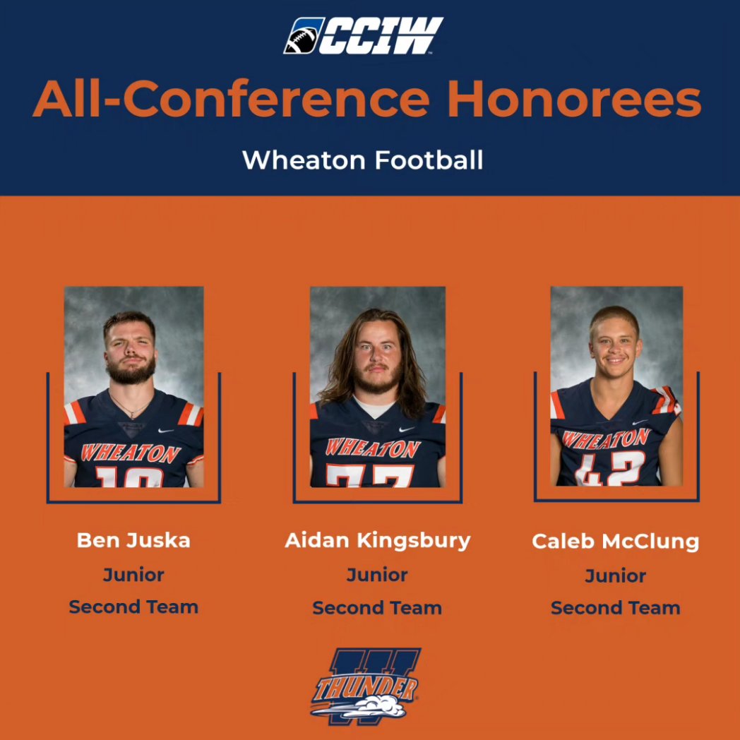 Wheaton_Thunder's tweet photo. The 2023 CCIW All-Conference Football Teams have been announced upon the conclusion of the regular season, and 12 @WheatonFB student-athletes have earned recognition. 🏈🏅

Congratulations to the seven First Team and five Second Team honorees! 👏 
#LetsRoll https://t.co/dqVVbDq170