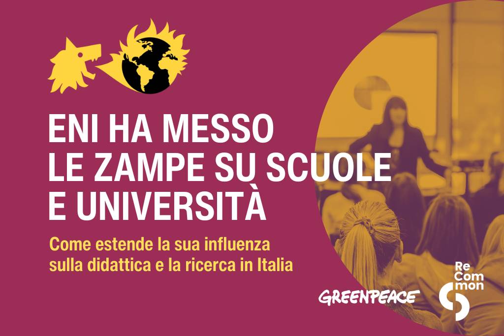 🔴 Finanziamenti, formazione, tirocini curriculari, partenariati nell’organizzazione di master e corsi di laurea: così il gigante fossile #ENI estende la sua influenza anche su scuole e università 🇮🇹. 

👉 Il nostro approfondimento con <a href="/Greenpeace_ITA/">Greenpeace Italia</a> 
recommon.org/clima-nuovo-re…