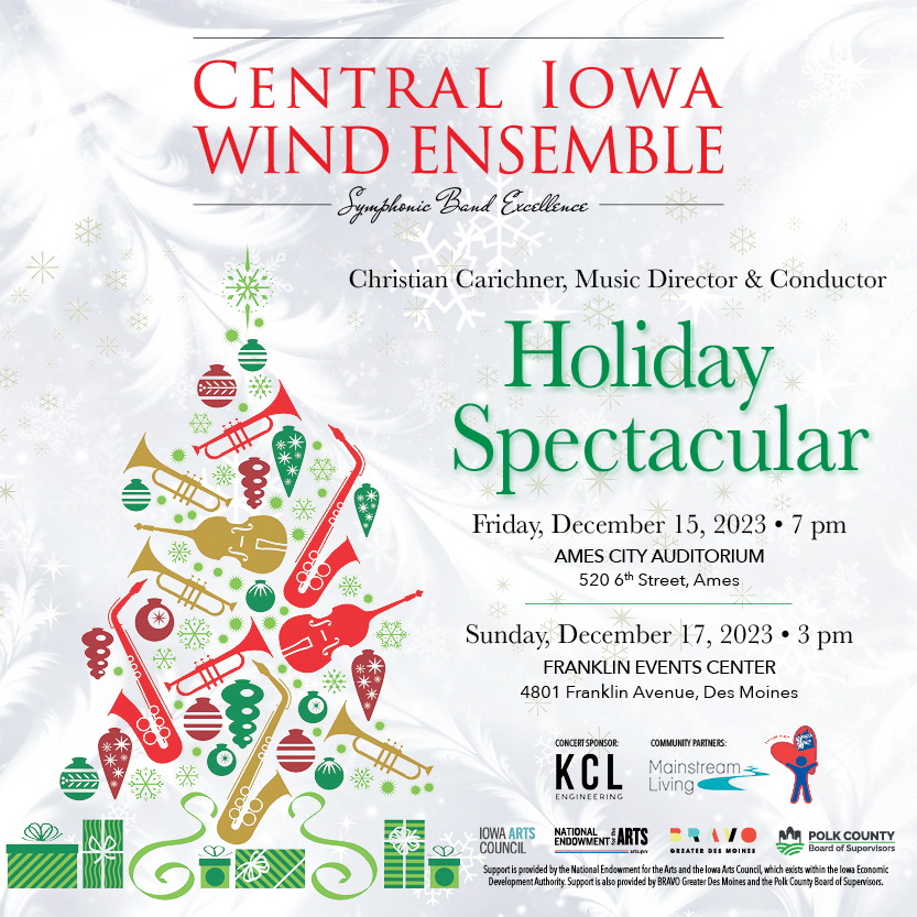 CIWEorg's tweet photo. 'TIS THE SEASON for our "Holiday Spectacular!" Get your FREE tickets and more info at https://t.co/r9VLfB89E9

#centraliowawindensemble #symphonicbandexcellence #kclengineering #mainstreamliving #iowaartscouncil #NEA #bravogreaterdsm #polkcountyboardofsupervisors https://t.co/rz1cVUblDi