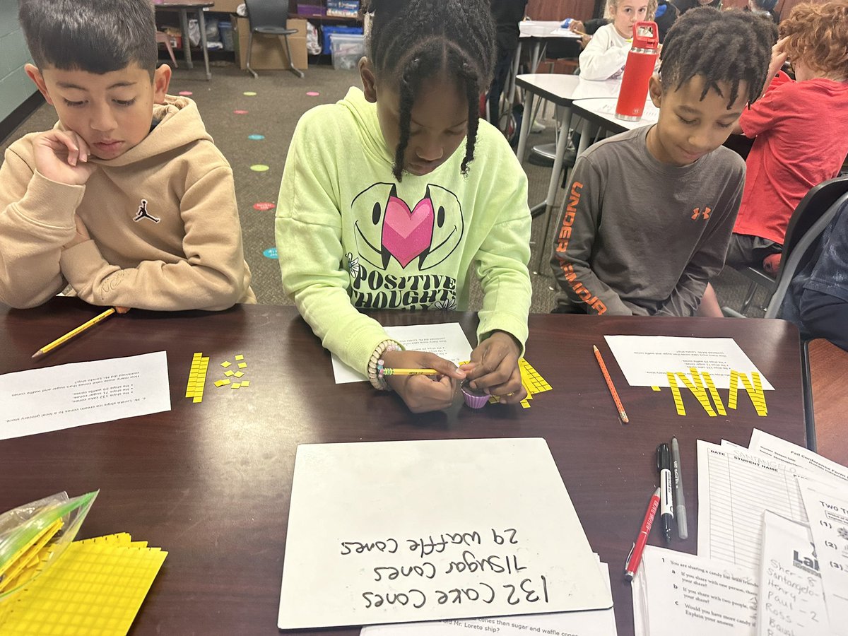 MsKSantangelo's tweet photo. Acting out two-step word problems with manipulatives, so students can comprehend them. #wearelakeshore @HumbleISD_LSE @ktdavila3 @KBonillaLSE https://t.co/BMwZcJWrmh