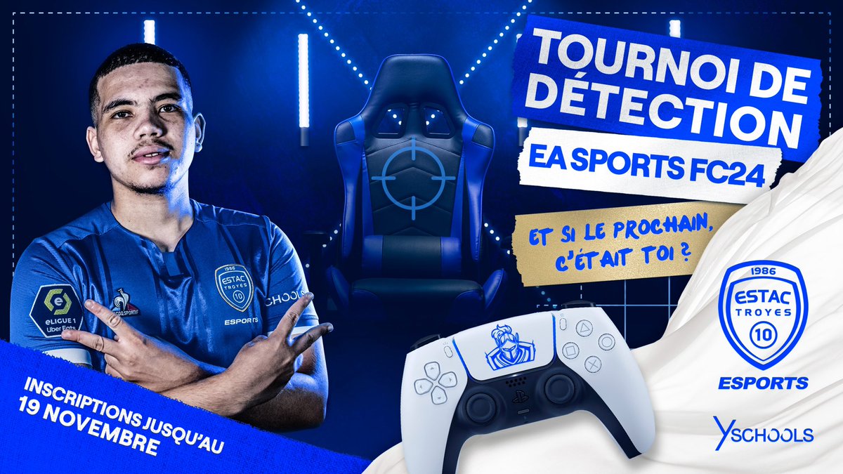 Tu souhaites tenter ta chance pour rejoindre une structure esports professionnelle  ? C’est ton moment ! 🎮

L’Estac organise un tournoi de détection pour intégrer la team <a href="/ESTAC_esports/">ESTAC Esports</a> 

Conditions et inscriptions ➡️  bit.ly/49AB2z4

#FC24 #esports #gaming #Troyes