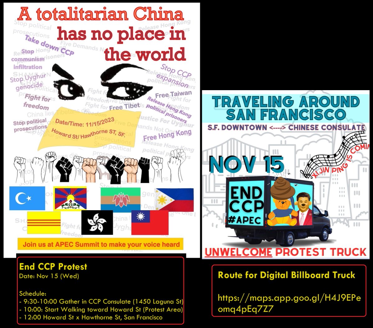 See you all at Nov 15th Protest. We also have a 'Digital Billboard Truck' driving around the San Francisco