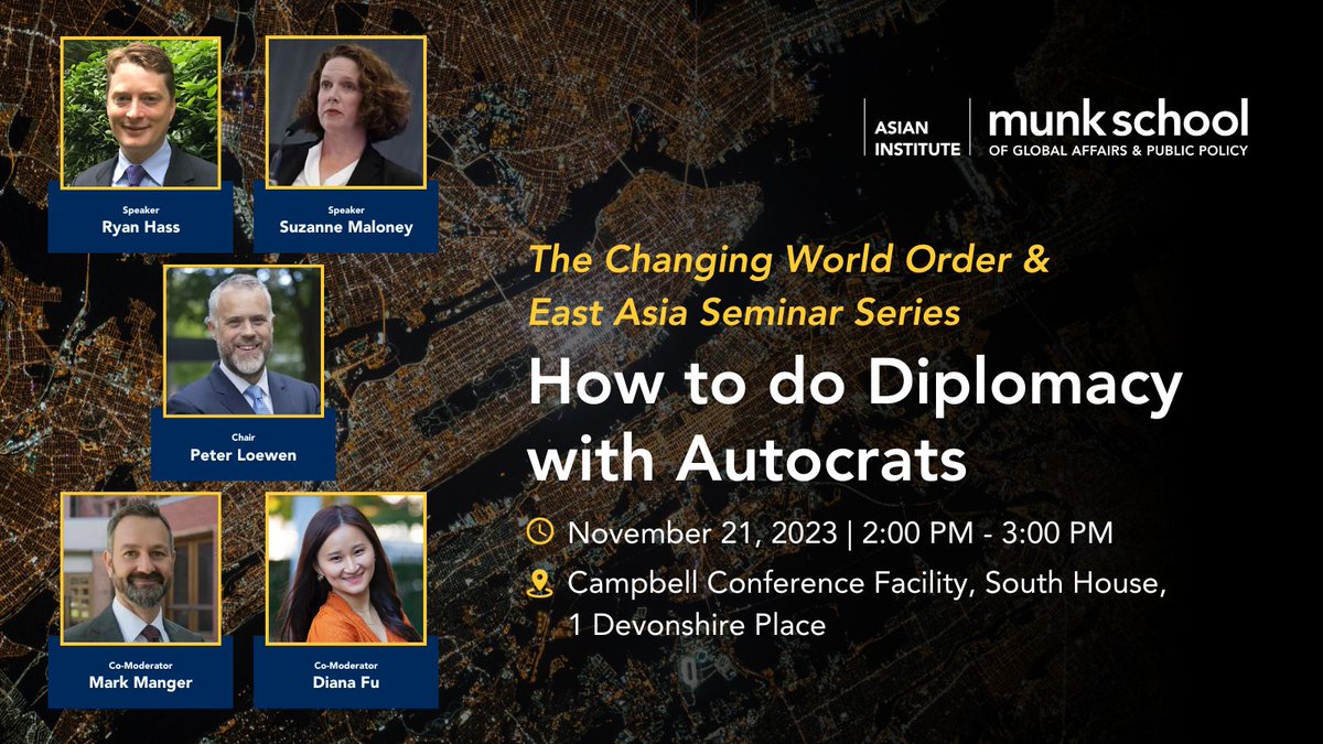REGISTER TODAY: How to do Diplomacy with Autocrats Join leading thinkers in decoding current geopolitical tension and hear first-hand about the role of diplomacy in cultivating peace. uoft.me/diplomacy-auto…