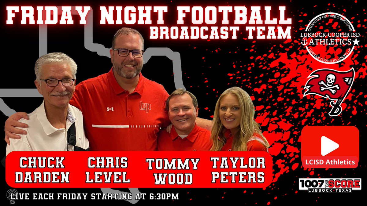 AthleticsLCP's tweet photo. The UIL has approved our YouTube Stream for Friday Night. If you can't make the trip to Wichita Falls, tune in on LCISD Athletics (https://t.co/odK6WhLaPY) with the crew. Go Pirates! @HubCityPrepsLBK @806hsscmedia @806pics @pixel5_ @KLBKsports @pchristy11 @CollieronTV @lcp_coachpo @chrisle