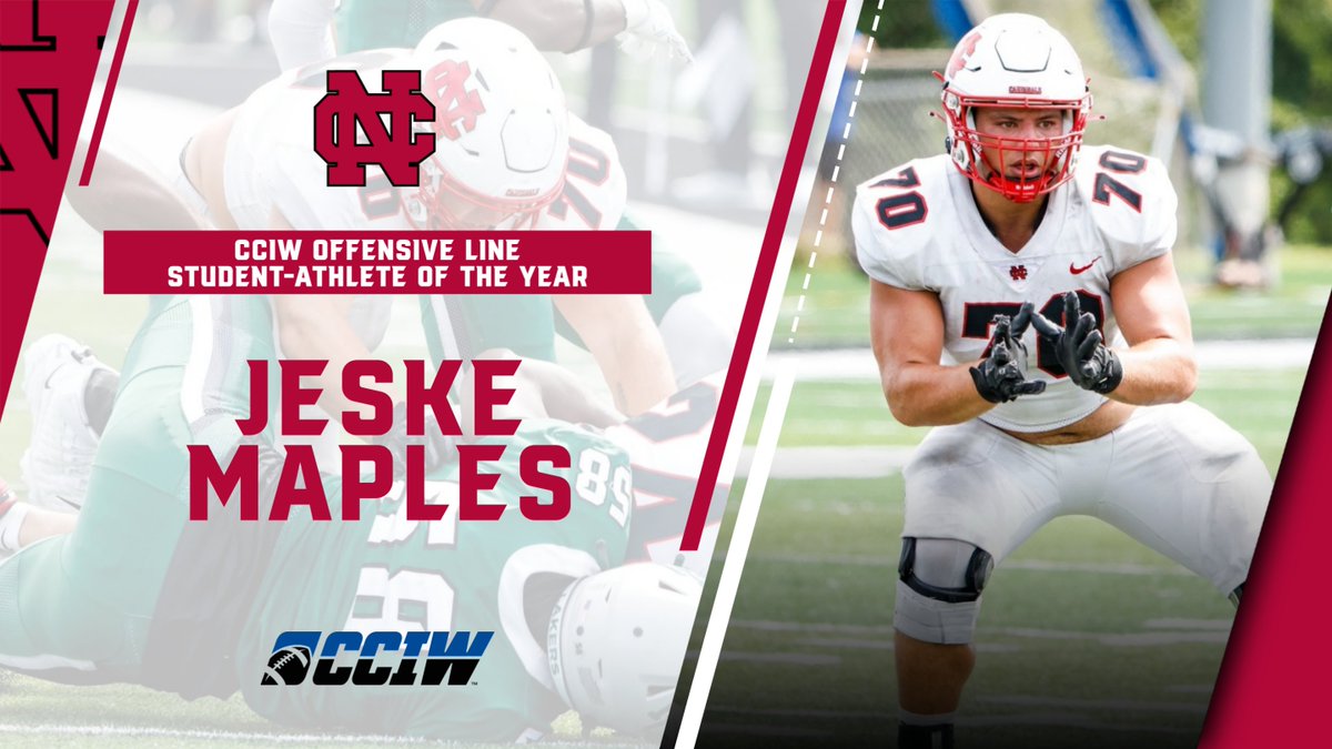<a href="/football_ncc/">NCC Football</a> Jeske Maples of North Central repeated as the CCIW Offensive Line Student-Athlete of the Year. 

The anchor of a five-man NCC front that features three All-CCIW First Team picks paved the way for NCC to lead the country in total offense at 591.8 yards per game.

<a href="/football_ncc/">NCC Football</a>