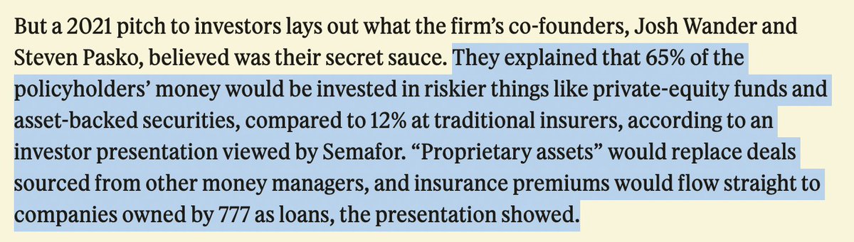 Ben Walsh (@bendwalsh) on Twitter photo so <a href="/lizrhoffman/">Liz Hoffman</a> has the goods on a big question in the business of sports: what's the deal with 777 partners
the answer: it's a captive insurer taking insane risk with a bunch of self-dealing heaped on top semafor.com/article/11/14/… so <a href="/lizrhoffman/">Liz Hoffman</a> has the goods on a big question in the business of sports: what's the deal with 777 partners
the answer: it's a captive insurer taking insane risk with a bunch of self-dealing heaped on top semafor.com/article/11/14/…