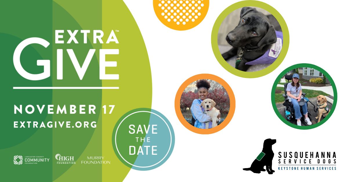 Open your calendar and mark #ExtraGive on Friday, November 17! Susquehanna Service Dogs is participating in ExtraGive, a 24-hour giving day. You can make a difference in a single day! Bookmark this link for November 17: extragive.org/organizations/…
