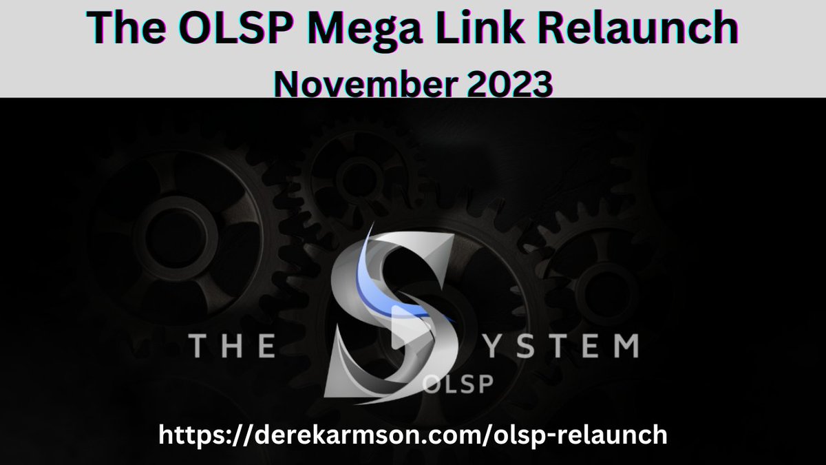 Major re-launch of the OLSP affiliate marketing system. Check out the link for an amazing webby that will bring you up to speed.