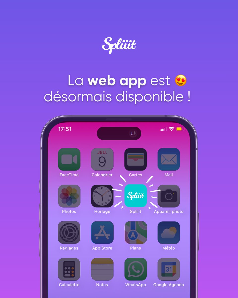SpliiitFR's tweet photo. 🚀 L’APPLICATION SPLIIIT, la voici !
Notre web app est désormais disponible 🌐

Connectez-vous à votre compte Spliiit depuis le site pour installer facilement l’application sur votre smartphone! Swipez à droite pour voir les étapes à suivre ➡️

On a hâte d’avoir vos premières impressions, comment la trouvez-vous ?