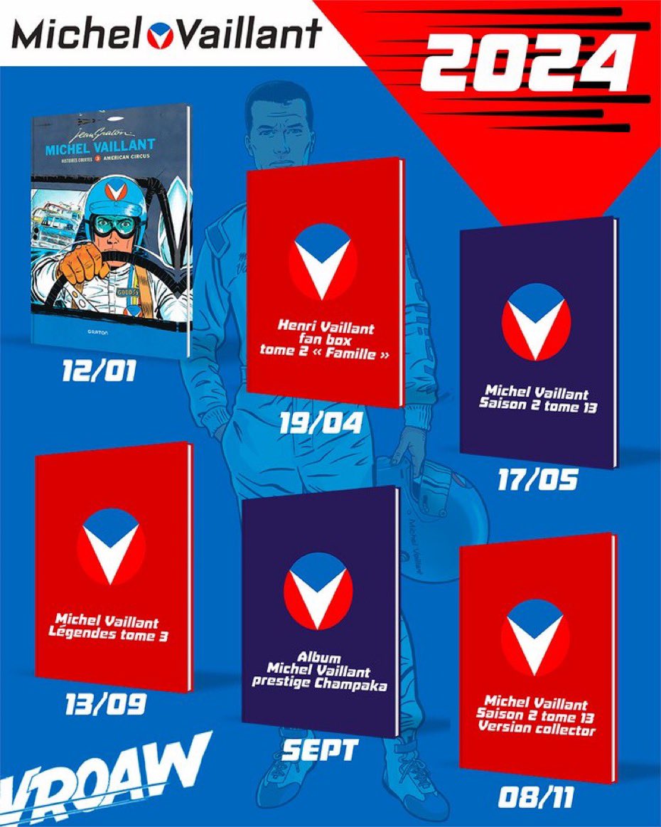 📣 Le planning des sorties Michel Vaillant 2024 est arrivé !

Retrouvez pas moins de six albums exceptionnels consacrés à l’as du volant !

➡ « Michel Vaillant - Histoires courtes », tome 3 – Nouvel album disponible le 12 janvier
➡ Feuilleter la BD : bit.ly/3MCtC4E
