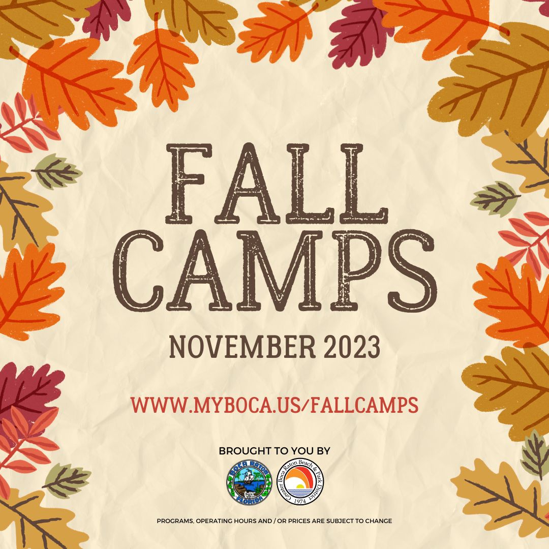 BocaRecreation's tweet photo. Still looking for Fall Camp opportunities? We have spots available! See all offerings at https://t.co/SBzcb5cf9b and register before it is too late! #bocarecreation #fallcamps https://t.co/vIsKQh8XJl