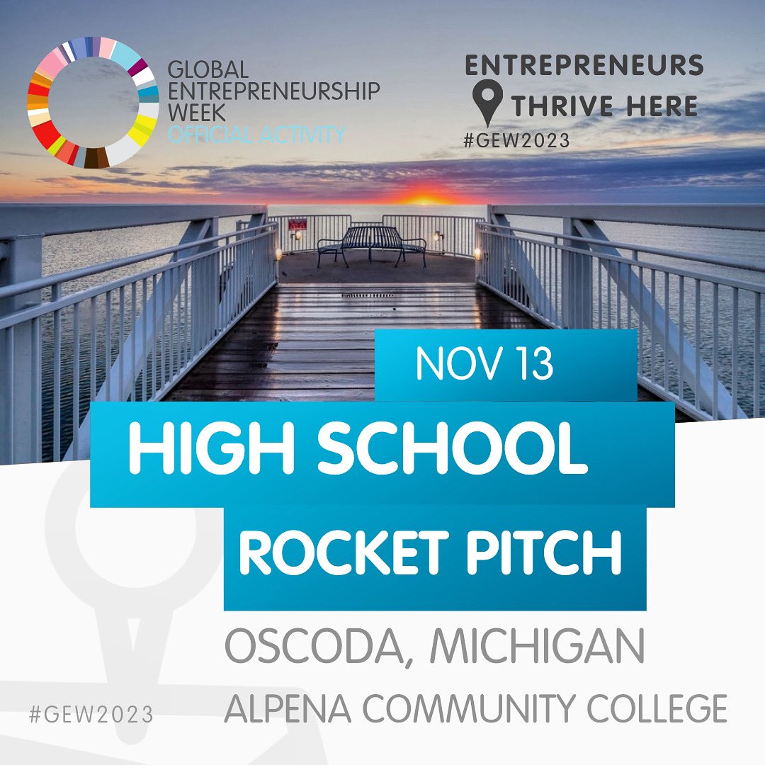 Yesterday, we celebrated Global Entrepreneurship Week #gew2023 by focusing on rural entrepreneurs. I spent the entire day in Oscoda, Michigan working with high school students on the Alpena Community College Oscoda campus.