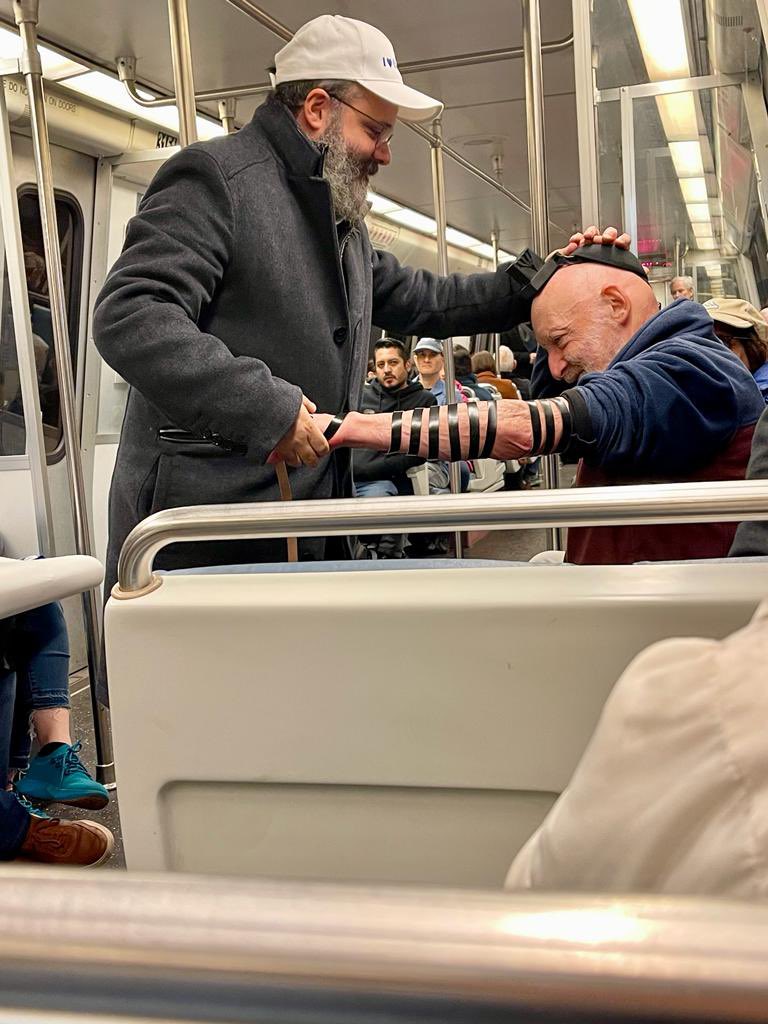 We met Rob on the Metro to the #MarchForIsrael rally. Rob told us he never had a Bar Mitzvah or put on Teffilin in his life. He told us that his grandfather left him a pair of Teffilin that he wore, but it got lost and he never put them on. Rob told us with tears in his eyes how…