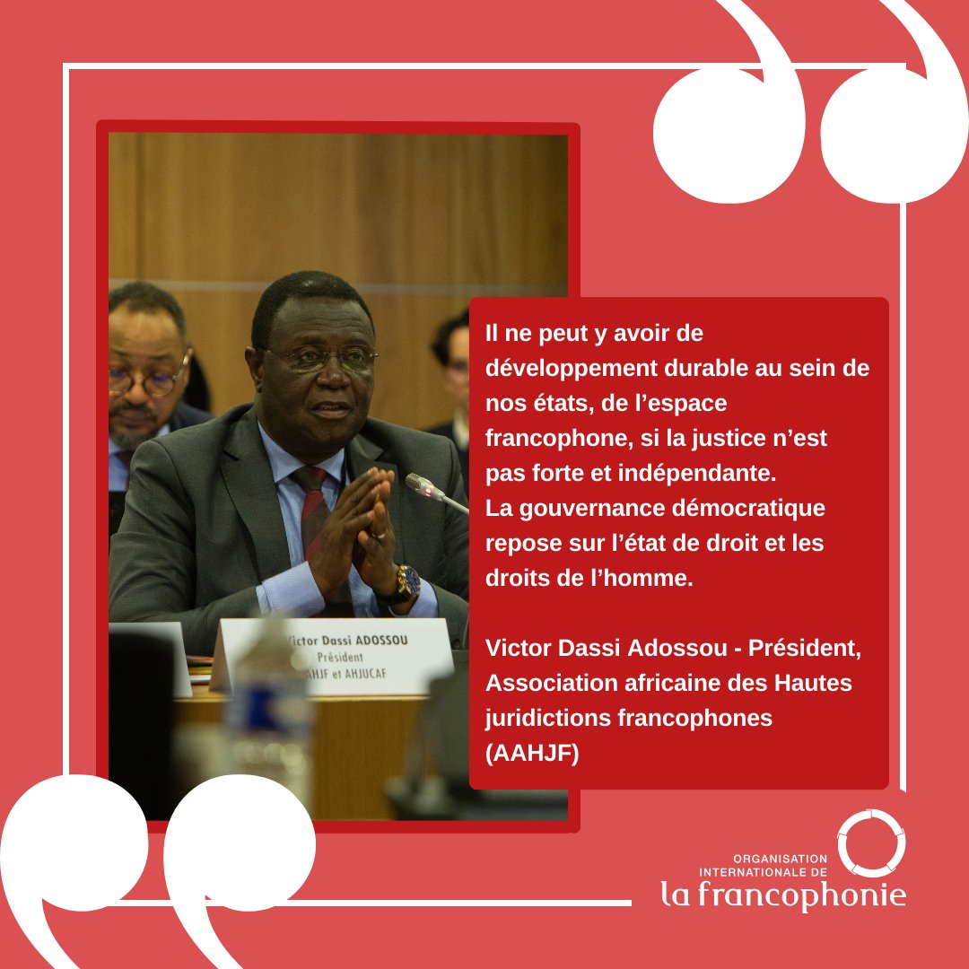 OIFrancophonie's tweet image. Invité aux 9es Journées des Réseaux de la #Francophonie, Victor Dassi Adossou, Président de l&apos;Association africaine des Hautes juridictions francophones (AAHJF), est intervenu sur la contribution des Réseaux institutionnels de la Francophonie à la réalisation de l&apos;#ODD16.