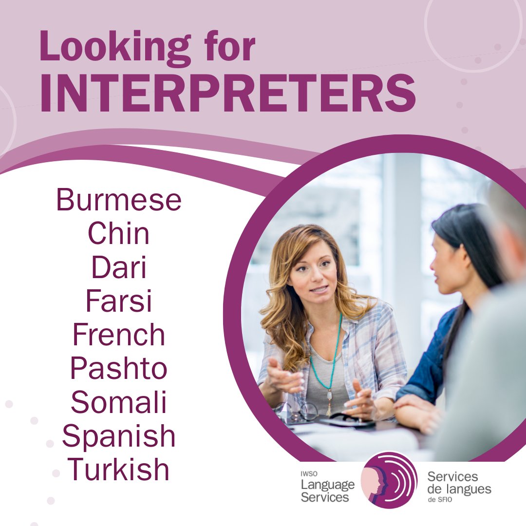 For more information on becoming a language interpreter, visit iwsolanguageservices.com/training/becom…

You must be eligible to work in Canada to apply. 

#OttawaJobs #HiringNow #CanadaJobs #InterpreterJob #InterpretationService #FreelanceInterpreter #Ottawa