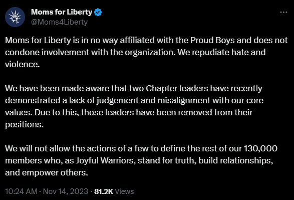 They'll keep their armbands and hoods at home until they take over your school board.

#moms4liberty #klannedkarenhood