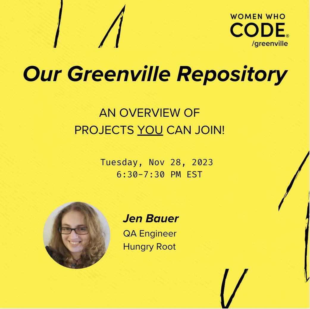 WWCodeGville's tweet image. In October, WWCode GVL network opened our Github Repo by participating in Hacktoberfest 

Join us during this session to learn about what we did, where we did well and what we plan to improve, and which projects have continued forward that you can still join today! Link in bio