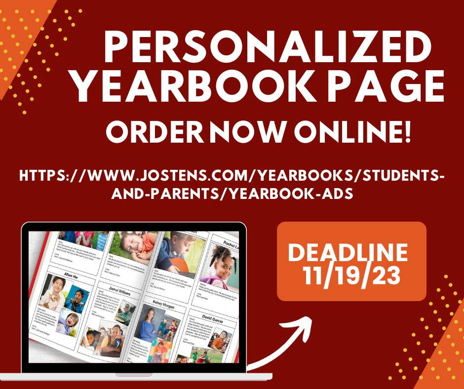Dear RVHS Families, Make the 2024 yearbook even more memorable for your Senior. A yearbook ad is the perfect surprise to add to your graduate’s yearbook. The deadline to order is Sunday November 19th, so order now! Click this link to order- jostens.com/yearbooks/stud…
