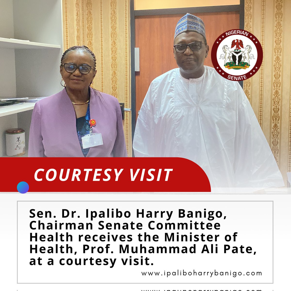 I warmly welcomed the distinguished Minister of Health, Prof. Muhammad Ali Pate, during a courtesy visit underscoring my commitment to advancing Healthcare policies and initiatives that positively impact our nation.
