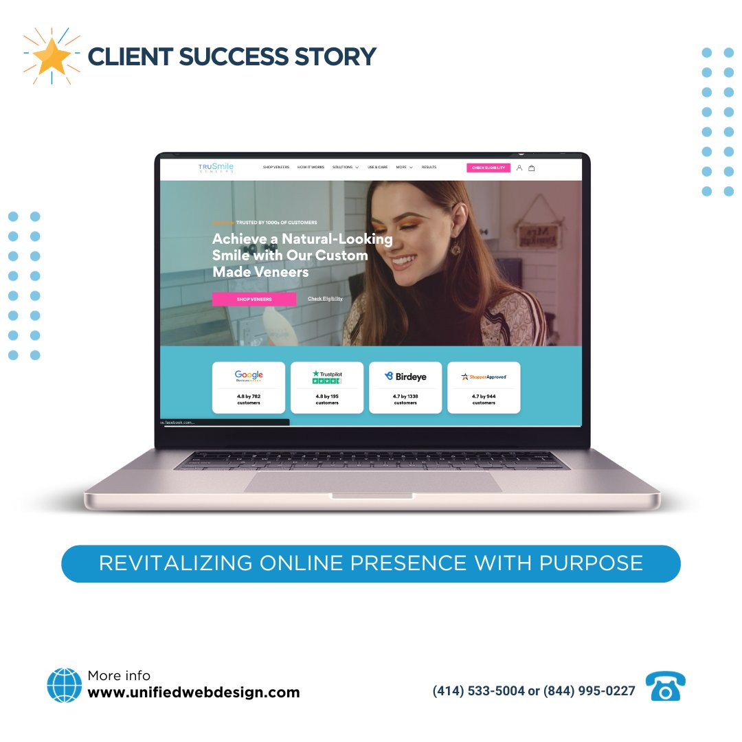Client Success Story: Elevating Digital Experiences for TruSmile Veneers 

Their mission was clear when they sought our expertise: revolutionizing their bespoke veneers' online shopping journey. 

Full Case Study 👉 ow.ly/VyA550Q7yze

#satisfiedclients #clientstory