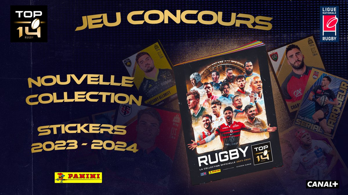 CanalplusRugby's tweet photo. Jeu concours Panini 🚨

Tente de gagner un des 5 lots Panini mis en jeu comprenant un album officiel du TOP 14 et une boîte de 36 pochettes remplie chacune de 5 stickers collector ! 😍

Pour participer :
✅ Follow le compte CANAL+Rugby
❤️ Like et RT le post https://t.co/aEWe3UUDjr