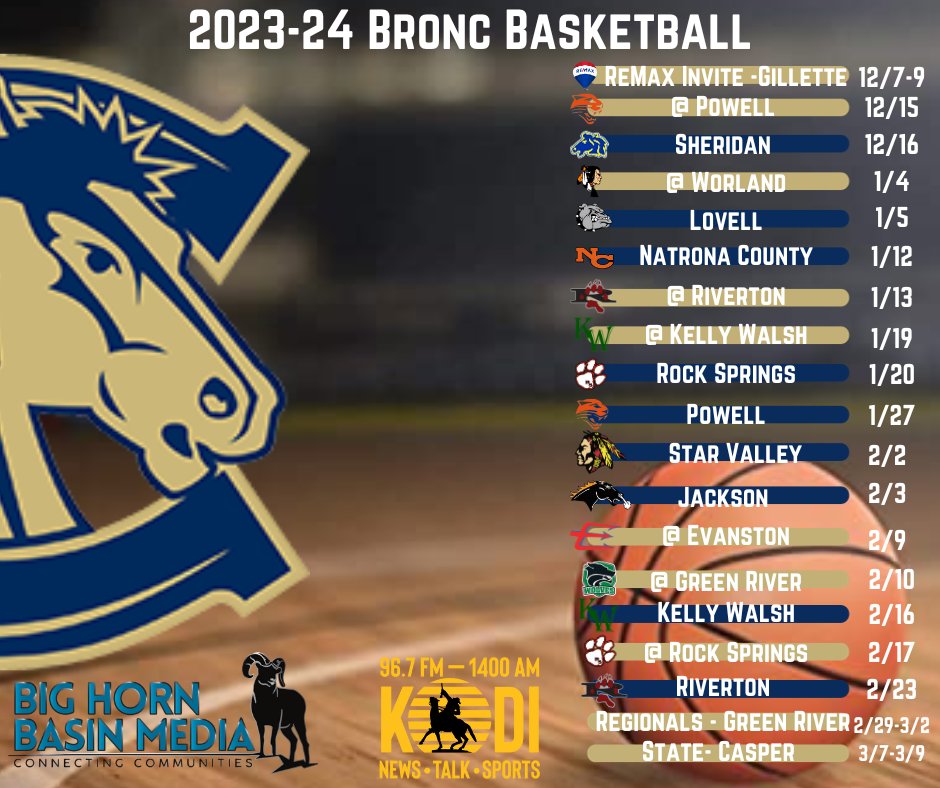 2023-24 Cody Bronc Basketball Schedule #CodyBroncBB
