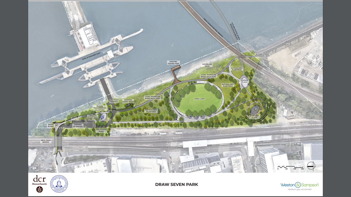 Attend this virtual public meeting on Thurs. at 6pm for more information on Draw Seven Park on the Somerville side of the upcoming Pedestrian/Bicycle Bridge over the Mystic River which will connect to the Northern Strand Trail! Register here zoom.us/meeting/regist… #biketothesea