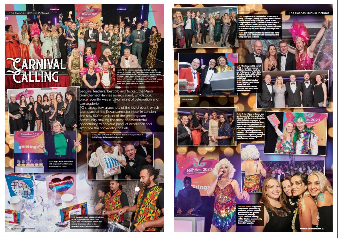 #Henries2023 Photos! Many pages of all the fun! What a night! link here to the rest of the magazine: bit.ly/47ujl2s #greetingcardawards #Henries2023