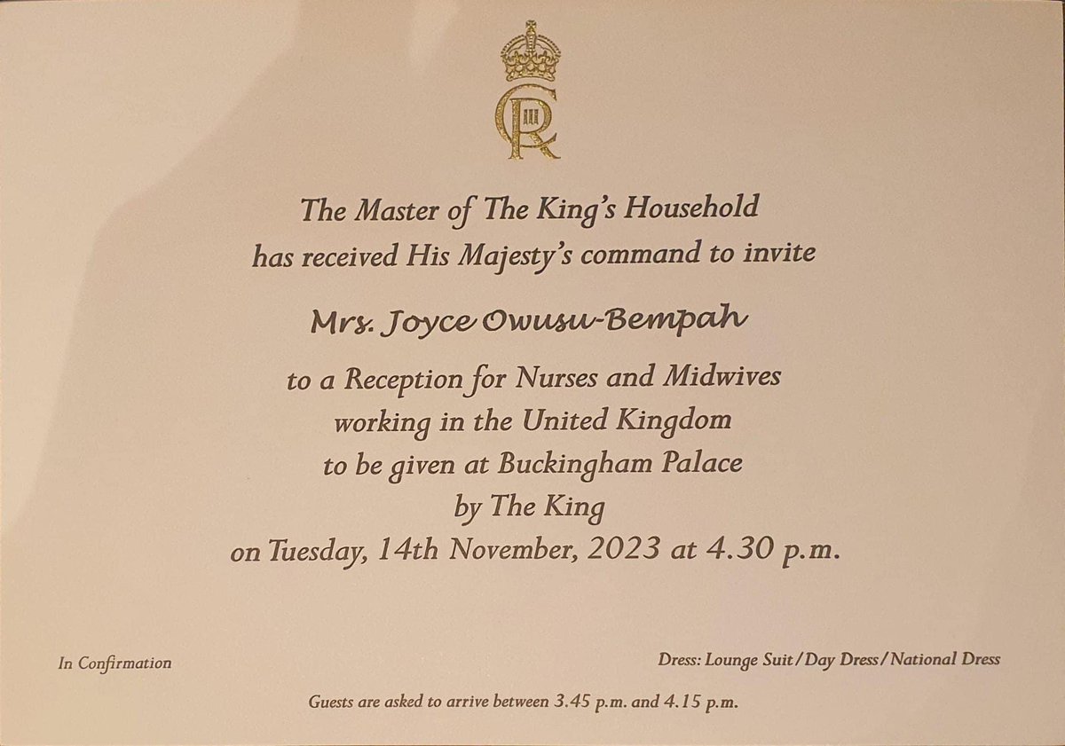 RM_OSB's tweet image. The amazing @JoyceYankyera  is currently in attendance with the King. She was invited due to her work on the OSCE bootcamp programme whilst seconded to NHS England with @DevonSkyrme We are so proud of Joyce and cant wait to hear all about her trip to the palace! 👑 @MidwifeSarahB