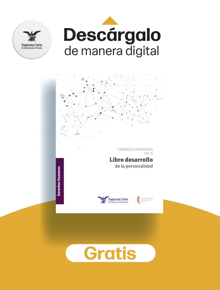 Descarga gratis el cuaderno de jurisprudencia del <a href="/CEC_SCJN/">Centro de Estudios Constitucionales y SJ</a> 👇

📘 Libre desarrollo de la personalidad bit.ly/49x4PJ8

Si buscas las obras impresas de #LaCorte, ven a la Feria del Libro Jurídico

📅 15 al 17 de noviembre

📢 Te esperamos 📍bit.ly/45IBNTG