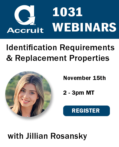Don't miss tomorrow's webinar! 

Be sure to register for our FREE #1031exchange educational webinar on Identification Requirements and Replacement Properties at hubs.li/Q028SlJ60  #Revolutionize1031