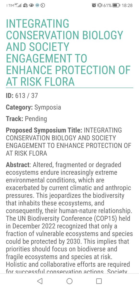 INTEGRATING CONSERVATION BIOLOGY AND SOCIETY ENGAGEMENT TO ENHANCE PROTECTION OF AT RISK FLORA

Symposium@20th International Botanical Congress (Madrid, July 2024) 

Submission deadline: Nov 30th!

Hosted by <a href="/NatGeo/">National Geographic</a> <a href="/InsideNatGeo/">National Geographic Society</a> and 3 #NatGeoExplorers

shorturl.at/hNS48