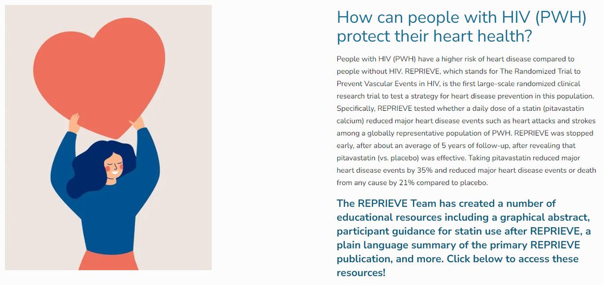 Help us spread the word about the results of REPRIEVE! The REPRIEVE Team has launched a new webpage of education resources about the REPRIEVE Trial. Click here to check it out: reprievetrial.org/learnmore/resu…