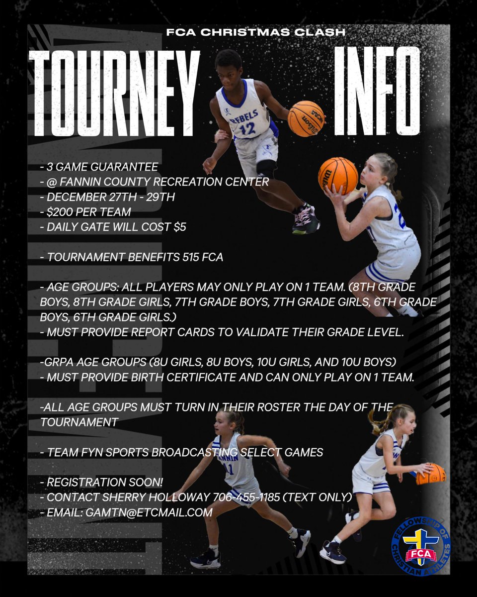 bsholloway14's tweet photo. Sign up soon! We will cut off at 50 teams!
#Christmas2023 @FanninRec @ucpanthersbball @lumpkincosports @BobcatGilmer @BasinCopper @WhiteCo_FB @pickensad @TownsCountyWbb @FanninWBB @FCHSRebels_MBB https://t.co/qoTgRANaBZ