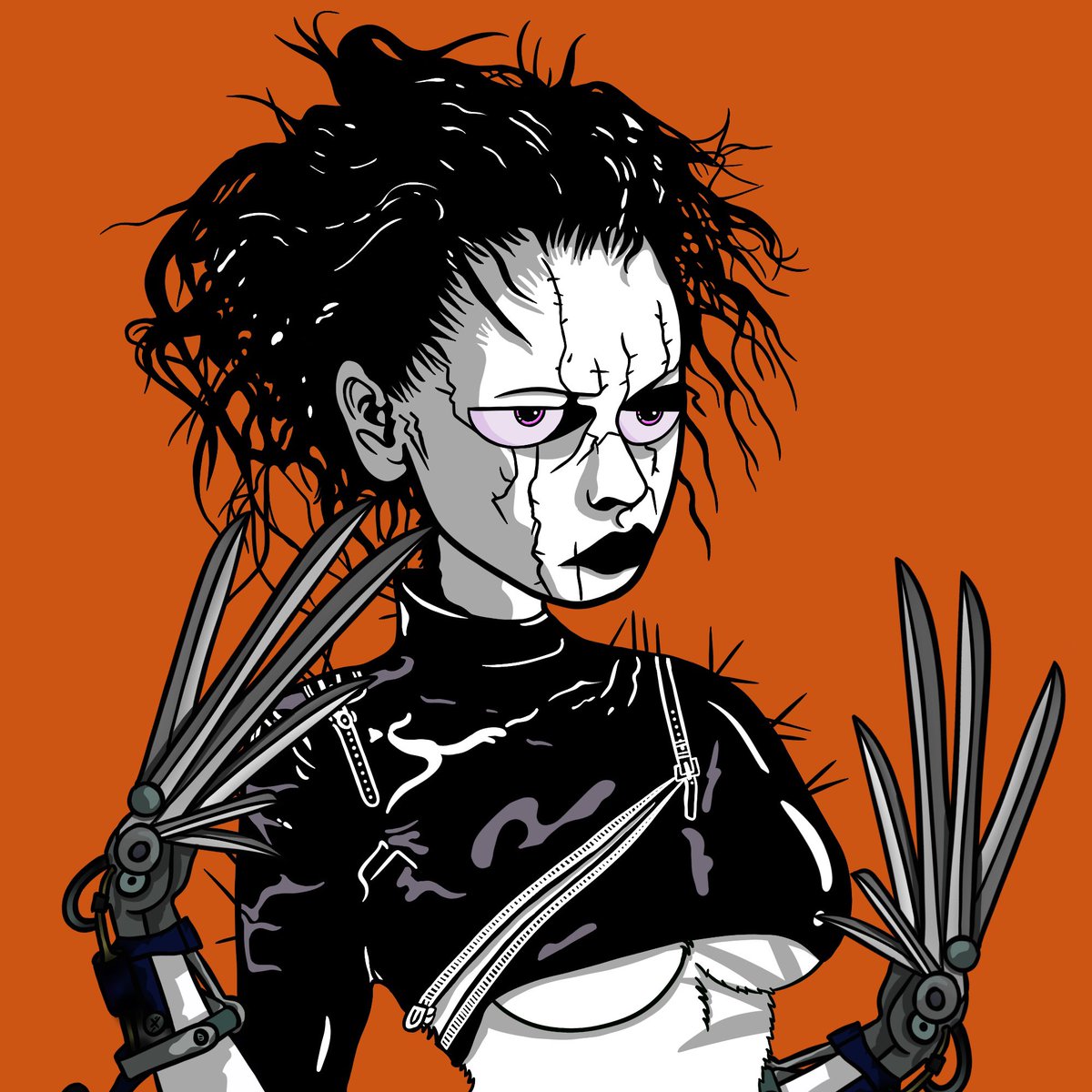 Chop chop chop 👀 can you guess the movie? 

This dangerous woman is still in the mint of Sp00kies! 

Mint here: fe00ts.netlify.app/sp00kies/mint

#crofam #ryoshi #8points #nft #sp00ky #cro