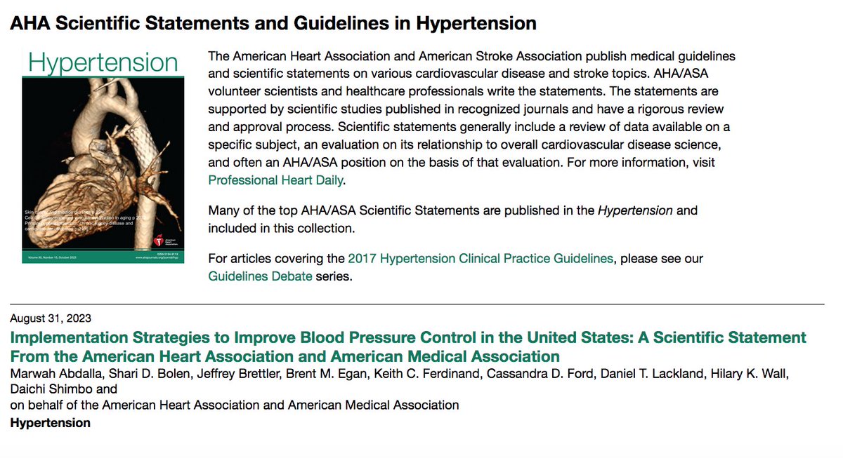 Did you know: We have a page dedicated to all Hypertension AHA Statements and Guidelines?!?!

ahajrnls.org/3n1fhl1

Or from ahajrnls.org/3Q4vghI -&gt; Features pulldown -&gt; Statements &amp; Guidelines