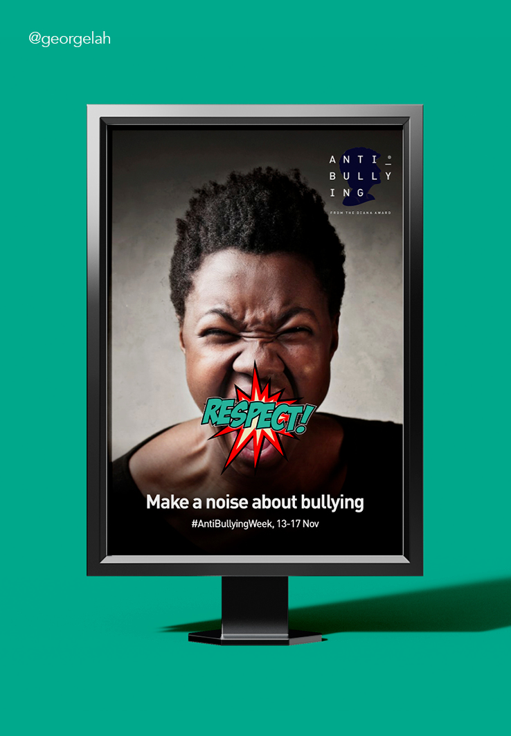 Respect!

@OneMinuteBriefs - Brief of the Day: Create billboard-style posters for the @DianaAward
to ‘Make a noise about bullying’ for #AntiBullyingWeek, 13-17 Nov. @AntiBullyingPro @ABAonline